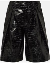 Frankie Shop - Jerkins Croc-effect Faux Leather Bermuda Shorts - Lyst