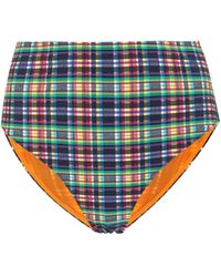 Ganni Bikini-Höschen aus Seersucker - Blau