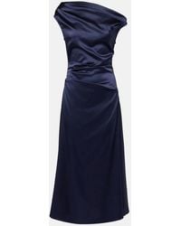 STAUD - Elyse Pleated Silk-Blend Maxi Dress - Lyst