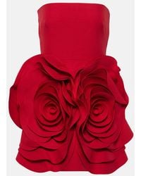 Valentino - Vestido corto de Crepe Couture con aplique floral - Lyst