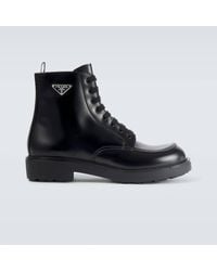 Prada - Schnuerstiefel Aus Leder - Lyst