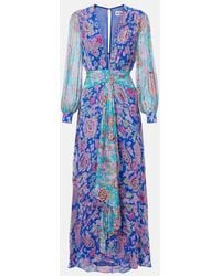 RIXO London - Meera Floral Gathered Chiffon Maxi Dress - Lyst