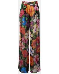 Dolce & Gabbana - Floral Silk Chiffon Wide-Leg Pants - Lyst