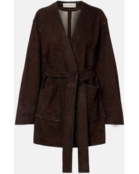 Nour Hammour - Anika Suede Wrap Coat - Lyst