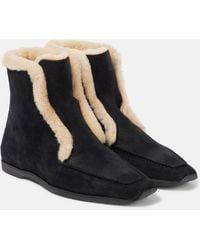 TOTEME - Shearling-Lined Leather Ankle Boots - Lyst