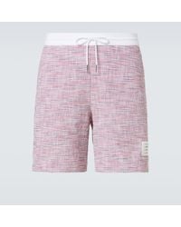Thom Browne - Striped Cotton-Blend Tweed Shorts - Lyst