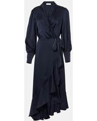 Zimmermann - Vestido Envolvente En Saten De Seda - Lyst