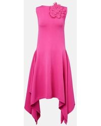 Oscar de la Renta - Abito Midi Asimmetrico Con Applicazione Floreale - Lyst