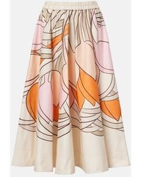 La DoubleJ - Ballerina Floral Cotton Midi Skirt - Lyst
