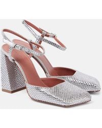 AMINA MUADDI - Charlotte Crystal-Embellished Satin Pumps - Lyst