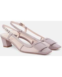 Roger Vivier - Belle Vivier Mesh And Leather Slingback Pumps - Lyst