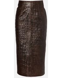 Emilia Wickstead - Loretta Croc-Effect Leather Pencil Skirt - Lyst
