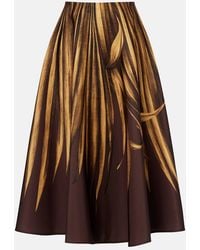 Oscar de la Renta - Printed Faille Midi Skirt - Lyst