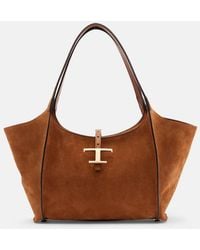 Tod's - T Timeless Small Suede Tote Bag - Lyst