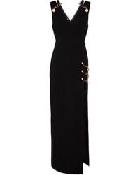 Versace Safety Pin Silk Maxi Dress - Black