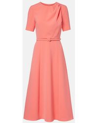 Carolina Herrera - Belted Crepe Midi Dress - Lyst