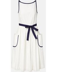 Prada - Cotton And Linen Midi Dress - Lyst