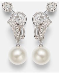 YEPREM - Pearlescent 18Kt Earrings With Diamonds And Pearls - Lyst