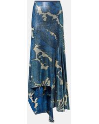 Etro - Printed Asymmetric Lame Maxi Skirt - Lyst