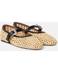 Paris Texas - Sveva Woven Leather-Trimmed Ballet Flats - Lyst