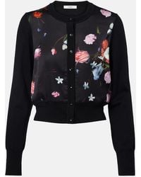 Erdem - Bedruckter Cropped-Cardigan Aus Wolle - Lyst