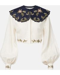 Agua Bendita - Cumbre Embroidered Linen Blouse - Lyst