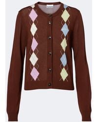 Ganni - Argyle Cotton Cardigan - Lyst