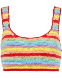Anna Kosturova Exclusive To Mytheresa – Striped Crocheted Cotton Crop Top - Multicolour