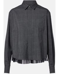 Sacai - Prince Of Wales Check Wool Shirt - Lyst