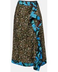 Dries Van Noten - Printed Ruffled Midi Skirt - Lyst