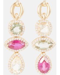 Nadine Aysoy - Catena Triple Stone 18kt Gold Earrings With Sapphire, Rubellite, Amethyst, And Diamonds - Lyst