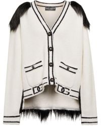 Dolce & Gabbana Faux Fur-trimmed Cardigan - White