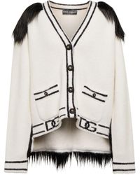 Dolce & Gabbana Faux Fur-trimmed Cardigan - White