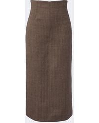 Maison Margiela - Herringbone Virgin Wool Midi Skirt - Lyst