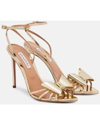 Aquazzura - Tie 105 Mirrored Faux Leather Sandals - Lyst