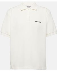 Miu Miu - Logo Cotton Pique Polo Shirt - Lyst
