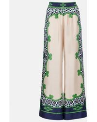 La DoubleJ - Printed Silk Twill Palazzo Pants - Lyst