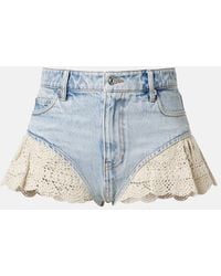 FRAME - Crochet Denim Shorts - Lyst