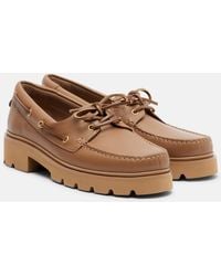 Gianvito Rossi - Olonne Leather Boat Shoes - Lyst