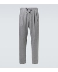 Brunello Cucinelli - Virgin Wool Flannel Straight Pants - Lyst