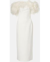 David Koma - Bridal Feather-Trimmed Midi Dress - Lyst