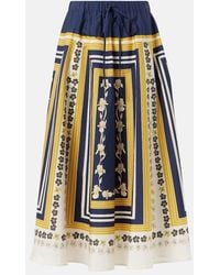 La DoubleJ - Printed Cotton Poplin Midi Skirt - Lyst