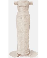 Marmar Halim - Off-Shoulder Pleated Bustier Gown - Lyst