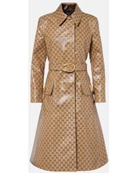 Gucci - Abrigo De Lona Gg Con Cinturon - Lyst