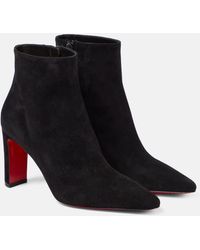 Christian Louboutin - Suprabooty Block-heel Suede Heeled Ankle Boots - Lyst