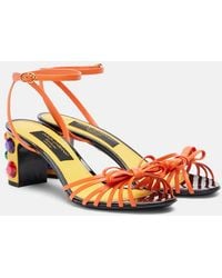 Dolce & Gabbana - Keira Embellished Leather Sandals - Lyst