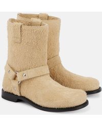 Loewe - Campo Brushed Suede Biker Boots - Lyst