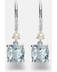 STONE AND STRAND - 14Kt Earrings With Aquamarines, Pearls, And Diamonds - Lyst
