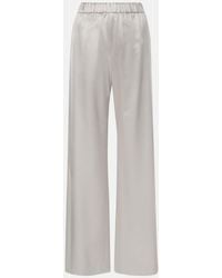 Valentino - Silk Satin Wide-Leg Pants - Lyst