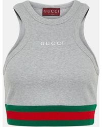 Gucci - Top raccourci en coton melange a logo - Lyst